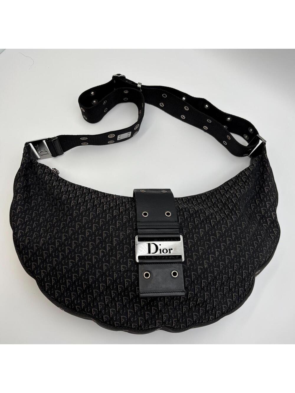 Christian Dior Vintage Black Diorissimo Monogram Saddle Messenger Shoulder Bag - Picture 7 of 13